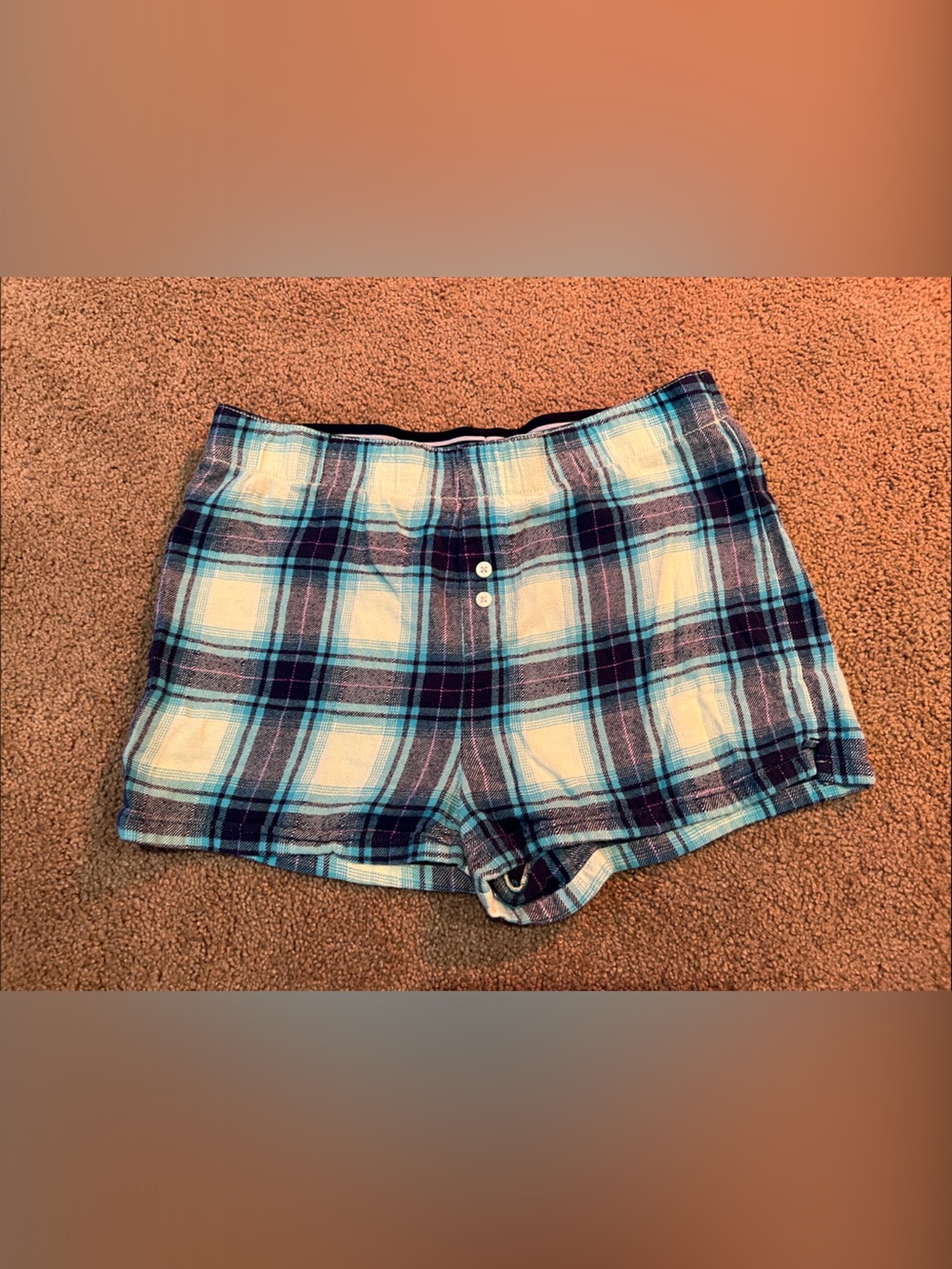 SO Blue and White Plaid Women's Lounge Athletic Shorts